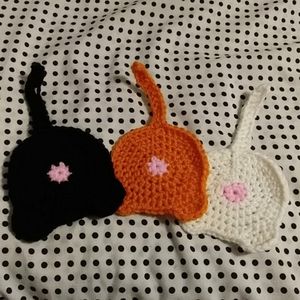 Bundle of 3 Crochet Cat Butt Coasters